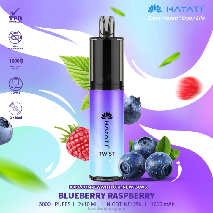Hayati Twist desechable 20XX66 - Hayati Flavour List frambuesa arándano