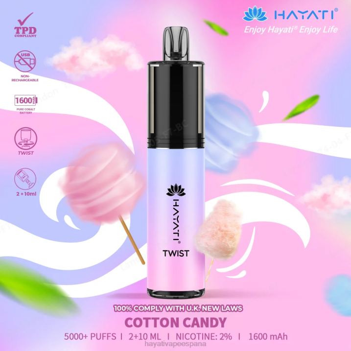 Hayati Twist desechable 20XX67 - Hayati Flavour Vapes algodón de azúcar