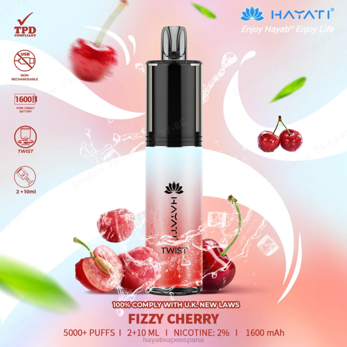 Hayati Twist desechable 20XX69 - Hayati España cereza gaseosa