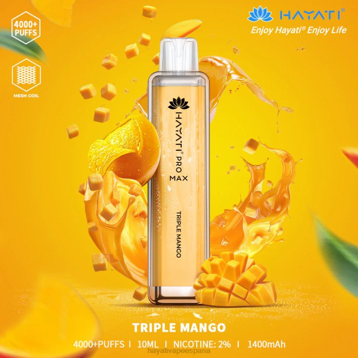 Hayati Pro Max desechable 20XX125 - Hayati Vape Review mango triple