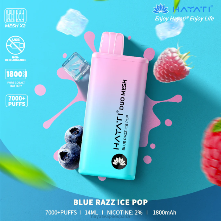 Hayati Duo Mesh desechable 20XX166 - Hayati Flavour List paleta helada azul razz