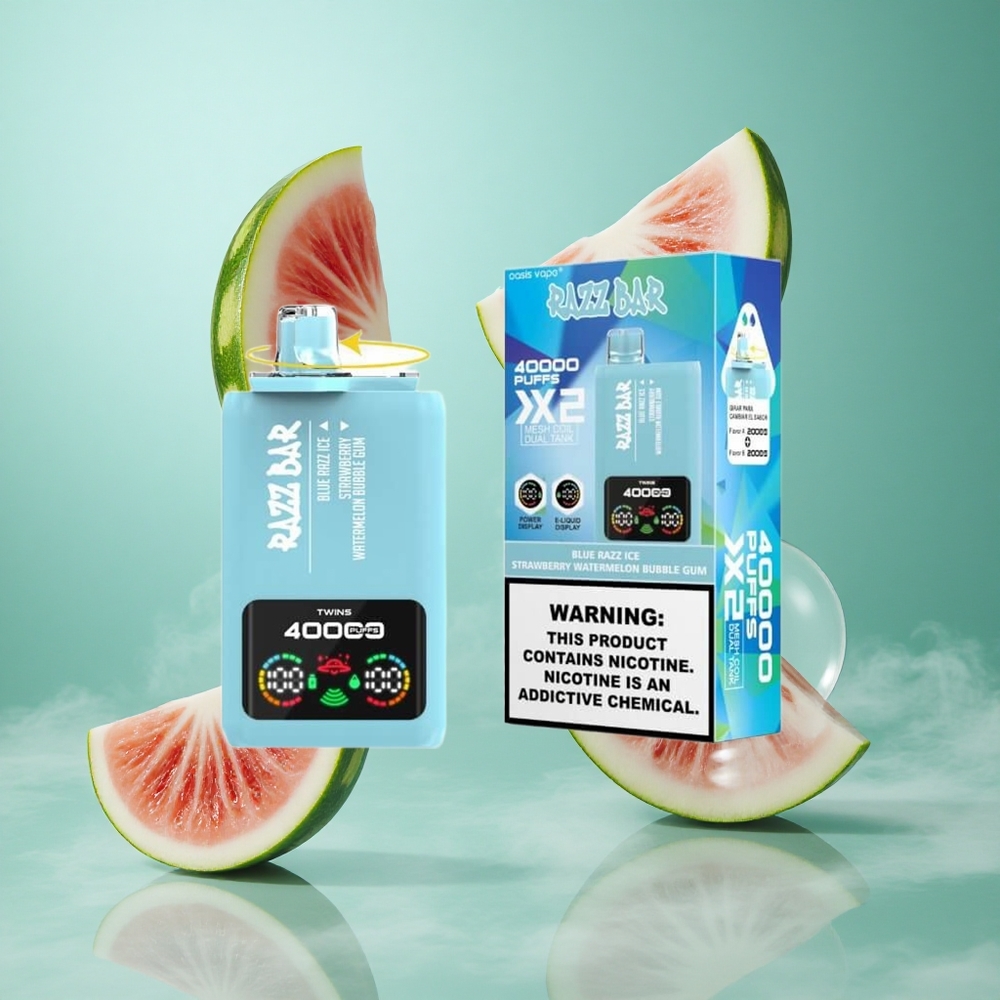 Razz Bar 40000 Caladas Arándano Azul Hielo-Fresa Sandía Chicle con Pantalla de Potencia