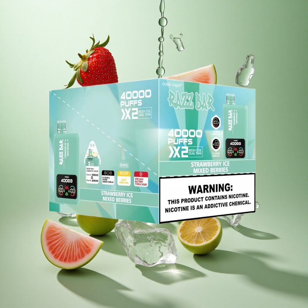 Razz Bar 40000 Caladas Fresa Helada_Bayas Mixtas Pantalla de Potencia