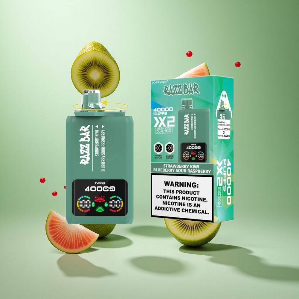 Razz Bar 40000 Caladas Fresa Kiwi_Arándano Frambuesa Ácida con Pantalla de Poder