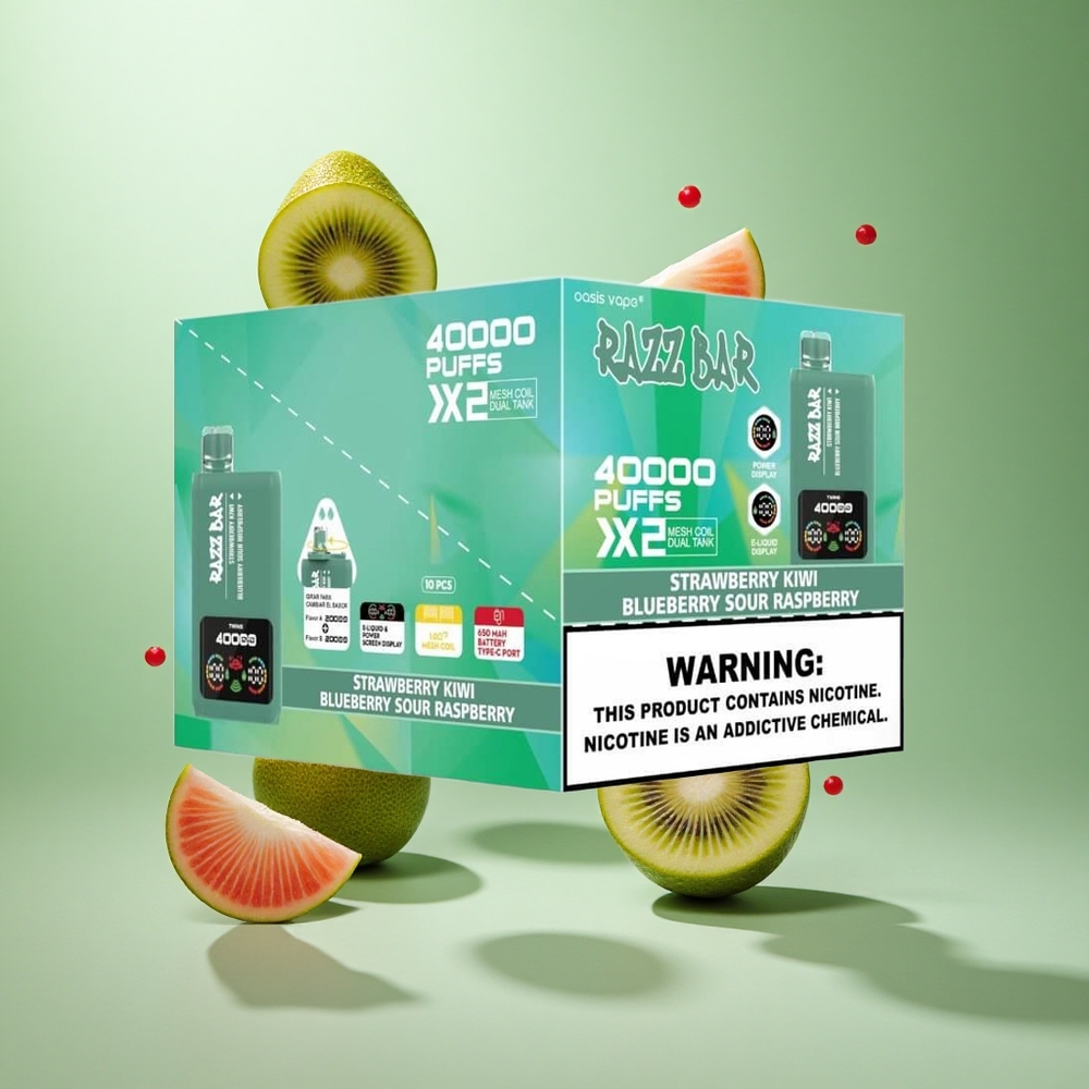 Razz Bar 40000 Caladas Fresa Kiwi_Arándano Frambuesa Ácida con Pantalla de Poder