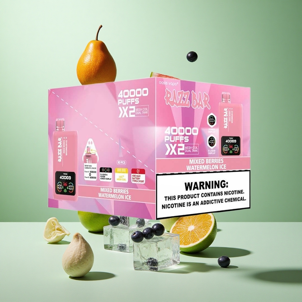 Razz Bar 40000 Caladas Frutas Mixtas_Hielo de Sandía con Pantalla de Poder