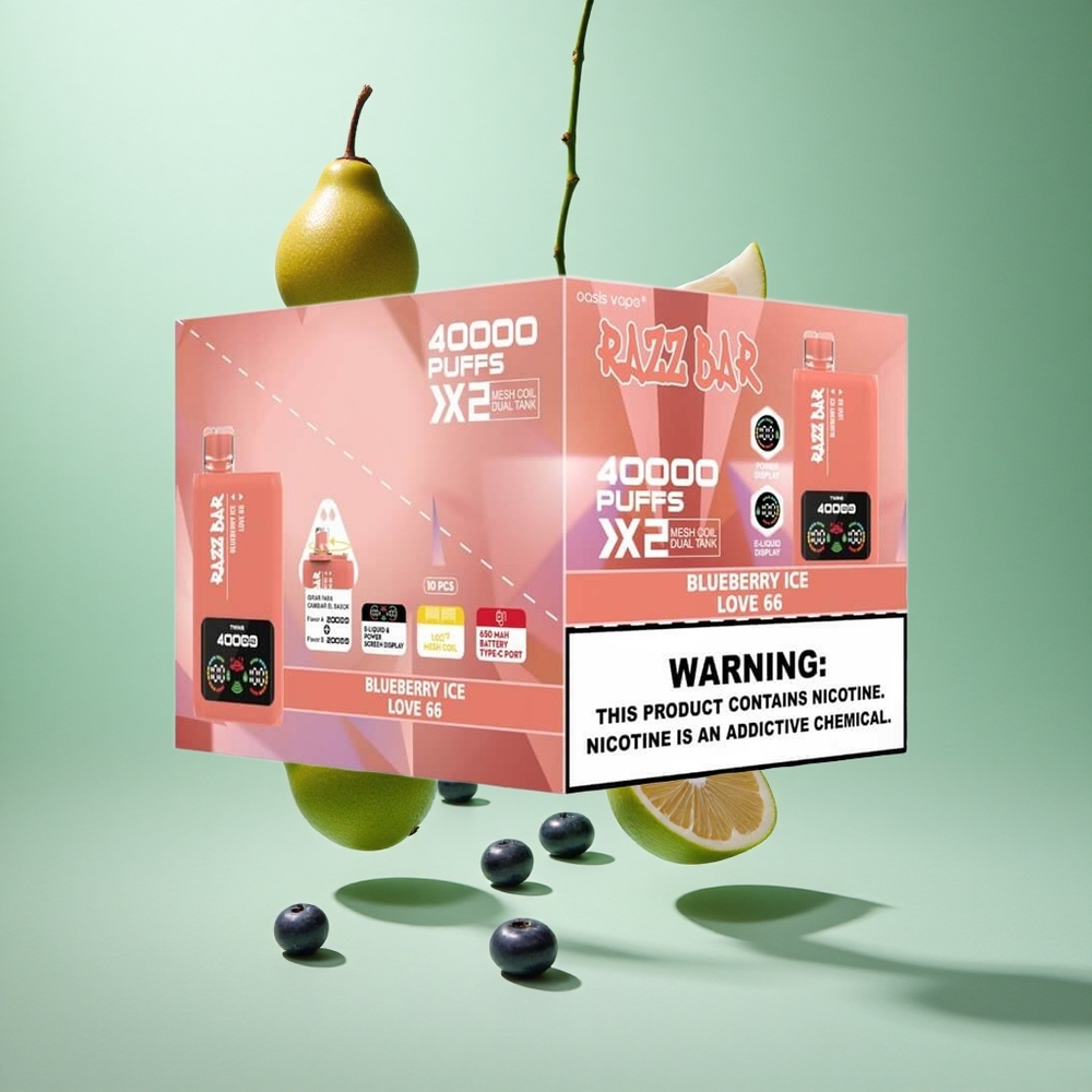 Razz Bar 40000 Caladas Helado de Arándano Azul con Pantalla de Energía