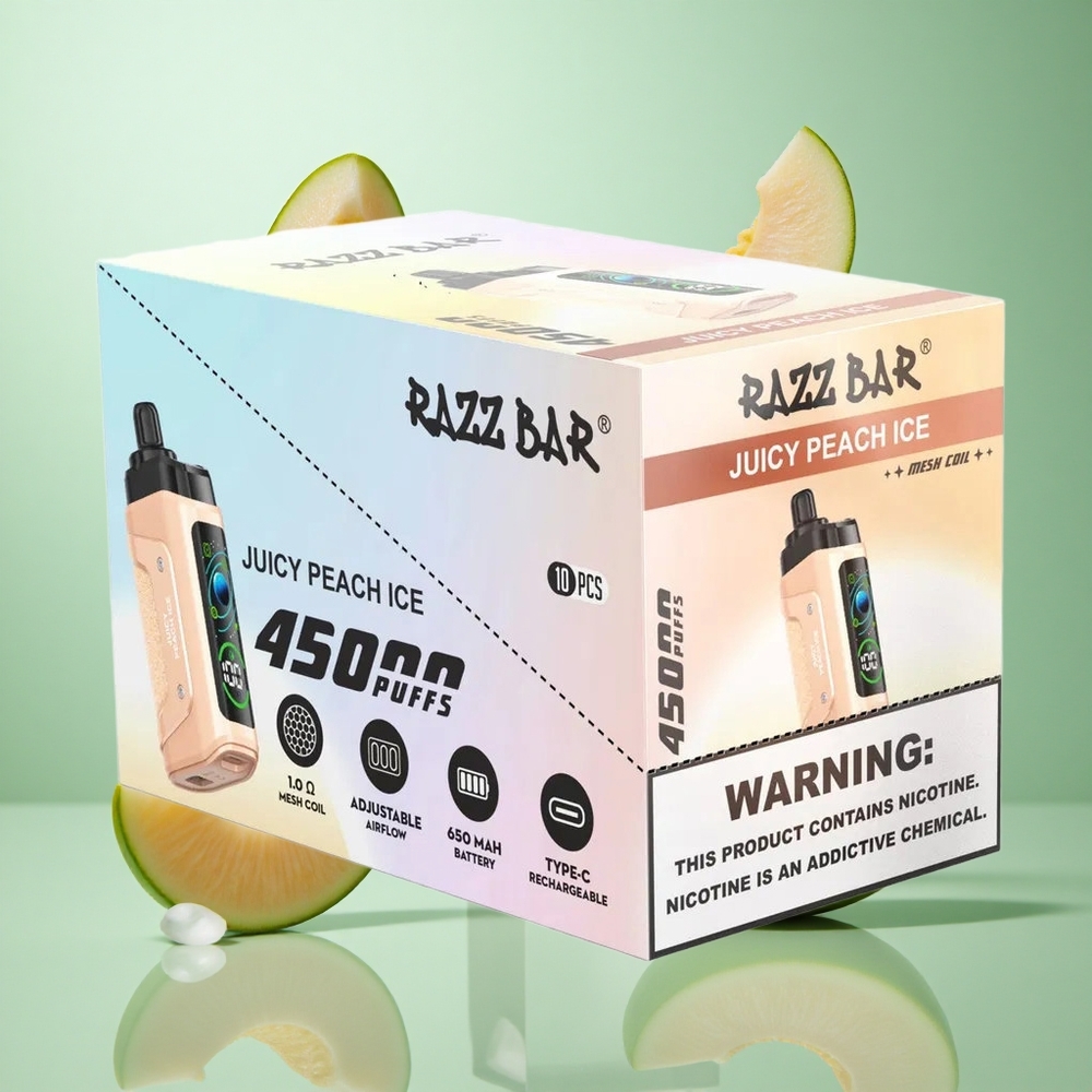 Razz Bar 45000 Caladas Durazno Jugoso Helado con Bobina Mesh 1.0 Ohm