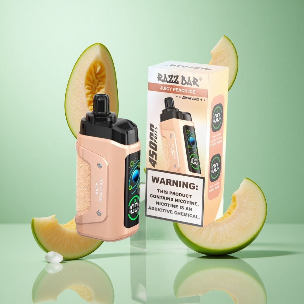 Razz Bar 45000 Caladas Durazno Jugoso Helado con Bobina Mesh 1.0 Ohm