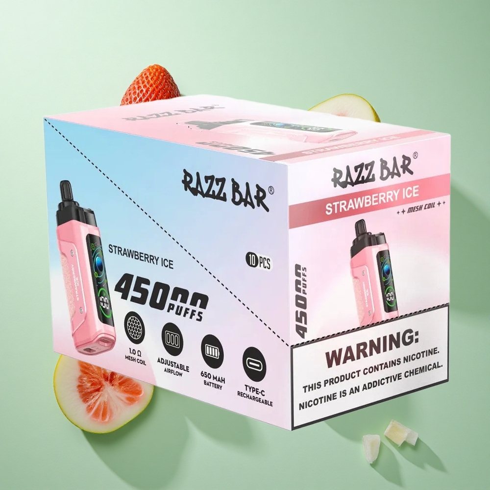 Razz Bar 45000 Caladas Fresa Helada con Bobina Mesh de 1.0 Ohm