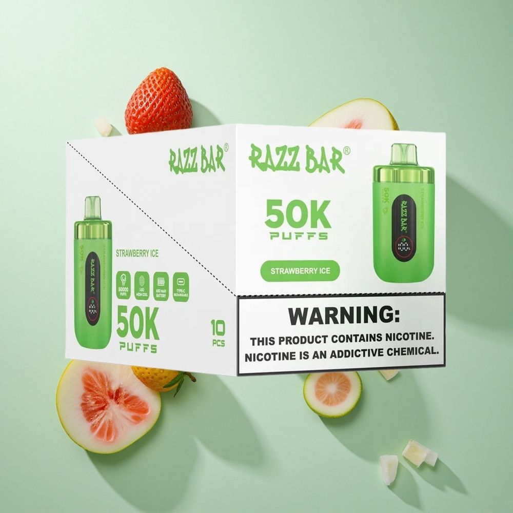 Razz Bar 50K 50000 Caladas Fresa Helada Recargable Type-C