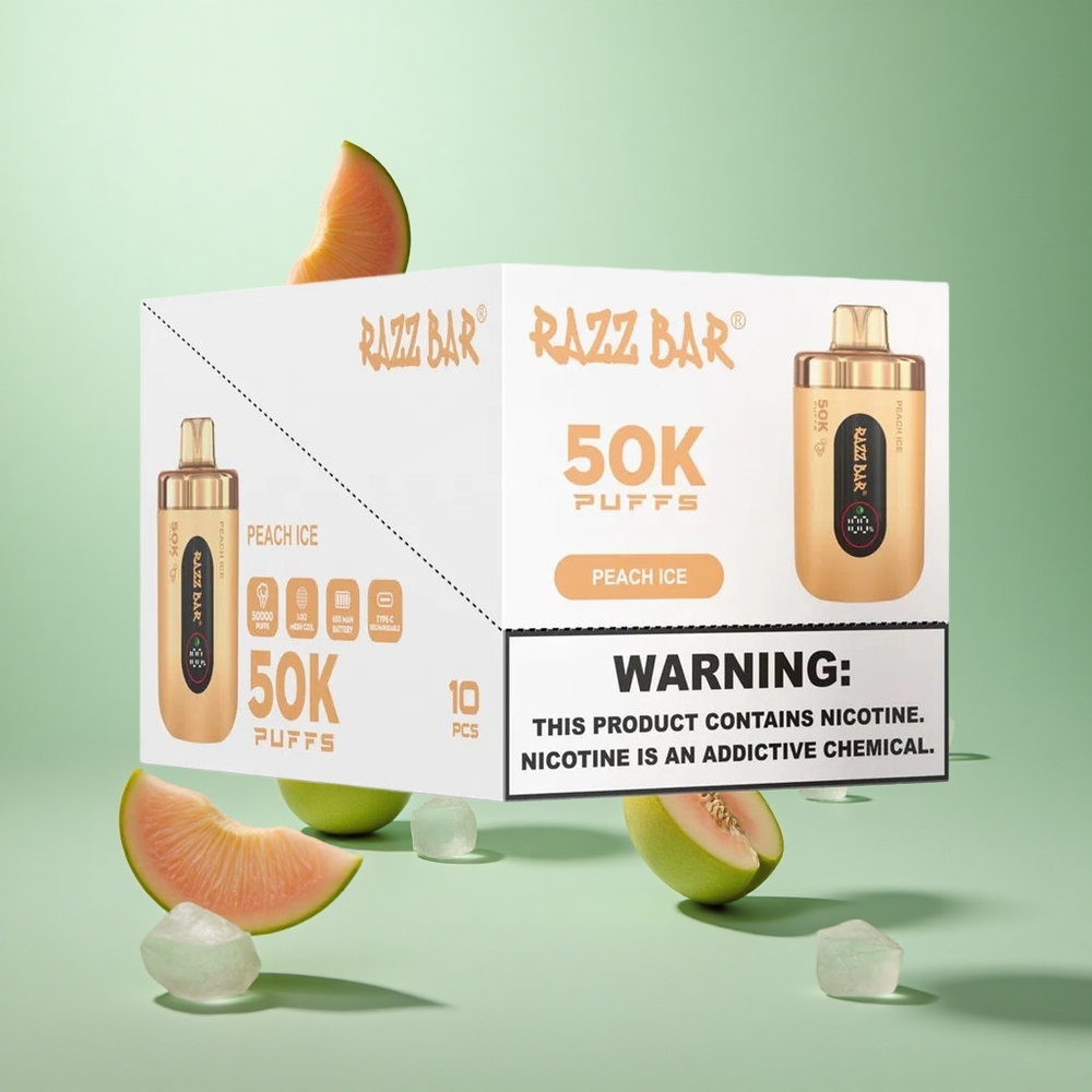 Razz Bar 50K 50000 Caladas Melocotón Helado Recargable Tipo-C