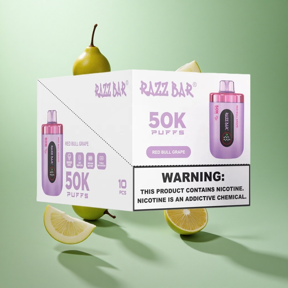 Razz Bar 50K Caladas 50000 Caladas Sabor Toro Rojo Uva Recargable Tipo-C