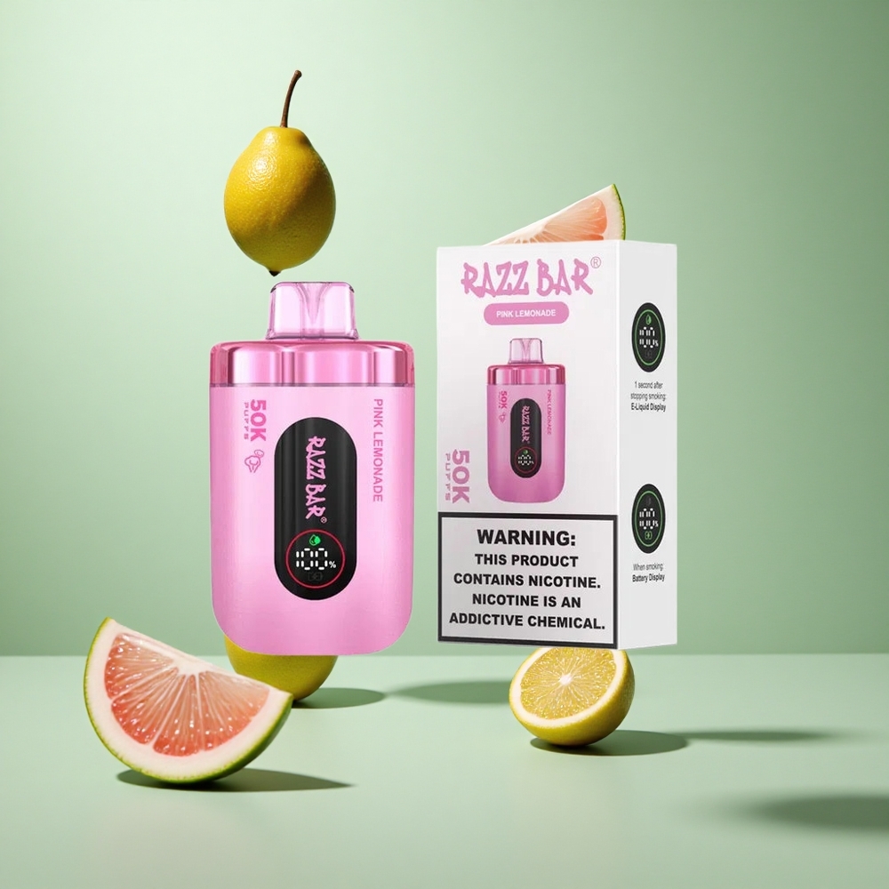 Razz Bar 50K Vape Desechable Lima Rosa Recargable Tipo-C